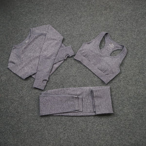 2/3/5PCS Seamless Women Yoga Set Workout Sportswear Fitness Long Sleeve Crop Top High Waist Leggings  Gym Clothing