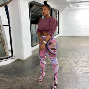 Asthetic Print Foot Pants Women Medium Waist Skinny Body-shaping Leggings Sexy Streetwear