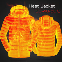 Load image into Gallery viewer, Men 2022 Winter New Warm USB Heating Fleece Jackets Parkas Smart Thermostat Detachable Hooded Heated Waterproof Jacket Clothing