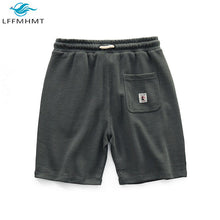 Load image into Gallery viewer, Heavy Weight Knit Shorts Elastic Waist Solid Color Cotton Vintage Men  Simple Shorts