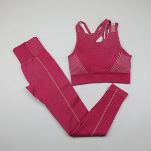 Seamless Gym Set Workout Clothes For Women Fitness Sports Bra High Waist Leggings Set Summer Sportswear Yoga Sport Suit