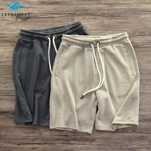 Load image into Gallery viewer, Heavy Weight Knit Shorts Elastic Waist Solid Color Cotton Vintage Men  Simple Shorts