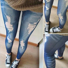 Load image into Gallery viewer, New Black/Blue Leggings Women Fashions Destroyed Leggings Jeans Look Jeggings Stretch Skinny Laddy Jeans