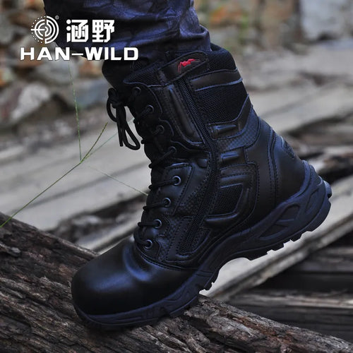 Mens Military Army Boot Genuine Leather Vintage Lace Up Waterproof Safety Shoes Black Desert Combat Tactical Ankle Boots Men