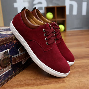 2023 New Fashion Suede Men Flats Shoes Canvas Shoes Male Leather Casual Breathable Shoes Lace-Up Flats For Students Large Size