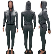 Load image into Gallery viewer, 2 TWO PIECE SET Hoodies Jacket Zipper Jogger Trouser Tracksuit Sweatshirt For Women Sportsuit Female Sweat Suit Long Pant Winter