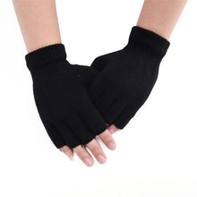Load image into Gallery viewer, 1Pair Black Half Finger Fingerless Gloves For Women And Men Wool Knit Wrist Cotton Gloves Winter Warm Workout Gloves