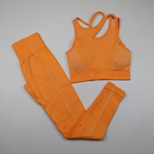 Seamless Gym Set Workout Clothes For Women Fitness Sports Bra High Waist Leggings Set Summer Sportswear Yoga Sport Suit