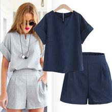 Load image into Gallery viewer, Hot Sale 2023 Summer Suit New Style Big Size Women&#39;s Suit Plump Short Sleeve Jacket Shorts Two-piece Suit Women&#39;s Clothing Sets