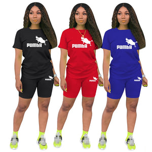 women's Summer Short Sleeve O-Neck Tee Tops+Pencil Short Sets Tracksuits Outfit