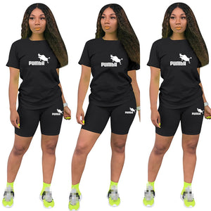 women's Summer Short Sleeve O-Neck Tee Tops+Pencil Short Sets Tracksuits Outfit