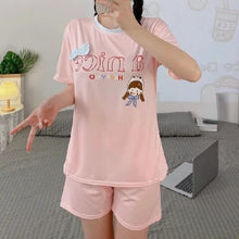 Load image into Gallery viewer, Hot sale Summer Shorts Pajama Sets for Women Short Sleeve Sleepwear Cute Girls Cartoon Pyjama Homewear Pijama Mujer Home Clothes