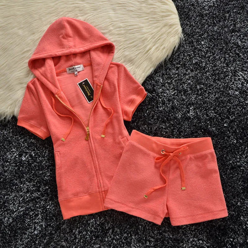 Summer New Women's Clothing 2023 Towel Short Sleeved Shorts Suit Fashion Was Thin Set of Slim Casual Sportswear