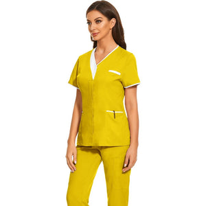 8 Color Beauty Salon Uniform Breathable Nurse Uniform Medical Accessories Fashion Patchwork Blouse Scrubs