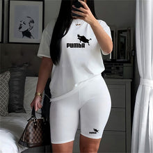 Load image into Gallery viewer, women&#39;s Summer Short Sleeve O-Neck Tee Tops+Pencil Short Sets Tracksuits Outfit
