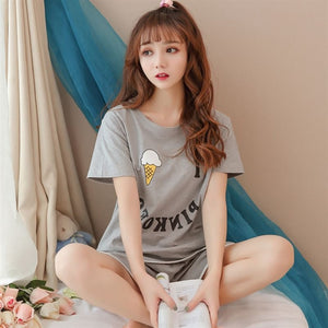 Hot sale Summer Shorts Pajama Sets for Women Short Sleeve Sleepwear Cute Girls Cartoon Pyjama Homewear Pijama Mujer Home Clothes