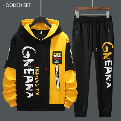 Tracksuit Sets for Men Long Sleeve Hoodie Sweatshirts Sweatpants Track Suit.Hip Hop Casual Sports Suits
