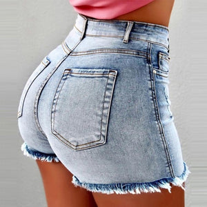Women High Waist Denim Shorts Ripped Hole Bodycon Short Feminino Summer Shorts Jeans With Tassel clothes summer streetwear