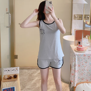 Hot sale Summer Shorts Pajama Sets for Women Short Sleeve Sleepwear Cute Girls Cartoon Pyjama Homewear Pijama Mujer Home Clothes