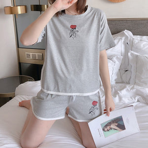 Hot sale Summer Shorts Pajama Sets for Women Short Sleeve Sleepwear Cute Girls Cartoon Pyjama Homewear Pijama Mujer Home Clothes