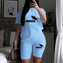 Load image into Gallery viewer, women&#39;s Summer Short Sleeve O-Neck Tee Tops+Pencil Short Sets Tracksuits Outfit