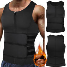 Load image into Gallery viewer, Sauna Waist Trainer Vest for Men Weight Loss Sweat Vest Double Tummy Control Trimmer Belts Neoprene Workout Upper Body Shaper