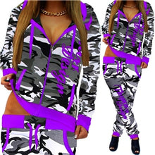 Load image into Gallery viewer, 2 Piece Set Women Casual  Pullover Top Shirts Jogging Suits Print Sportswear Hooded Sweatshirt Pants