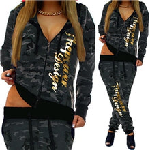 Load image into Gallery viewer, 2 Piece Set Women Casual  Pullover Top Shirts Jogging Suits Print Sportswear Hooded Sweatshirt Pants
