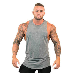 Mens Gym Tank Top Bodybuilding Sleeveless Shirt Cotton Print Muscle Vest