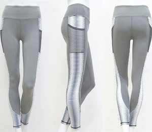 NORMOV Women  Fashion Push Up High Waist Elastic Pocket Ankle Length Patchwork Leggings