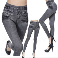 Load image into Gallery viewer, Ogilvy Mather Women Leggings 2020 Fashion Faux Denim Jeans Leggings Sexy Long Pocket Printing Leggins Summer Casual Pencil Pants