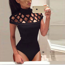 Load image into Gallery viewer, New Women&#39;s Hollow Bodysuit Ladies Leotard Bodycon Tops T shirt Jumpsuit Romper