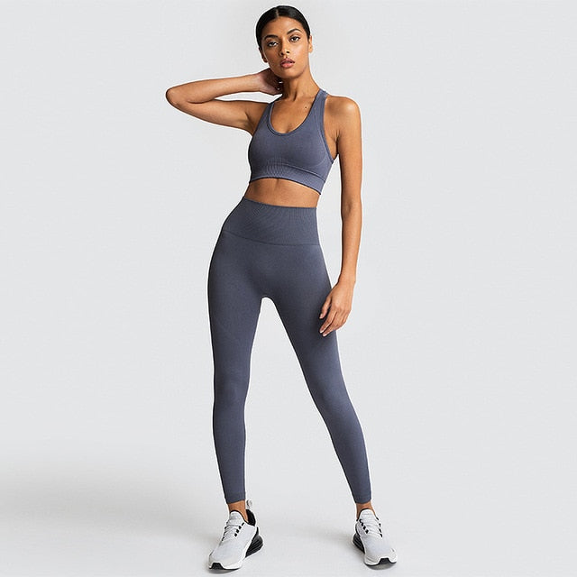 seamless hyperflex workout set sport leggings and top set yoga outfits for women sportswear athletic clothes gym