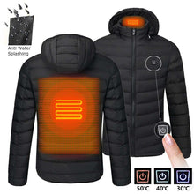 Load image into Gallery viewer, NWE Men Winter Warm USB Heating Jackets Smart Thermostat Pure Color Hooded Heated Clothing Waterproof  Warm Jackets