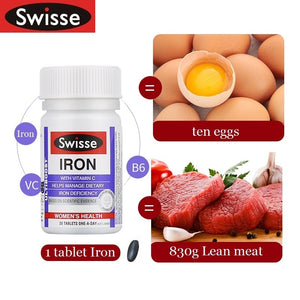 Swisse Iron Supplement 30Tablets Women Health Iron Deficiency Vitamin C Immune System