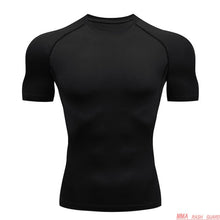 Load image into Gallery viewer, Compression Quick dry T-shirt Men Running Sport Skinny Short Tee Shirt Male Gym Fitness Bodybuilding Workout Black Tops Clothing