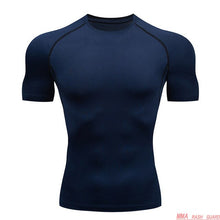 Load image into Gallery viewer, Compression Quick dry T-shirt Men Running Sport Skinny Short Tee Shirt Male Gym Fitness Bodybuilding Workout Black Tops Clothing