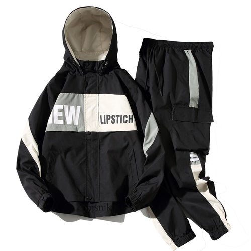 Men's Tracksuit Man Two Piece Set Sweatsuit Polyester Overalls Leisure Suit Hooded Jackets And Hip Hop Harlan Pants