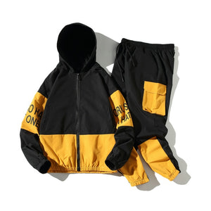 Men's Tracksuit Man Two Piece Set Sweatsuit Polyester Overalls Leisure Suit Hooded Jackets And Hip Hop Harlan Pants