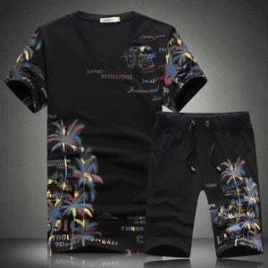 New Summer Beach Shorts Sets Men Casual Coconut Island Printing Suits  Male Sets T Shirt +Pants S TO 5XL