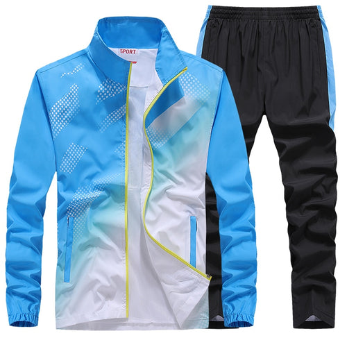 Men's Sportswear New Spring Autumn 2 Piece Sets Man Sports Suit Jacket+Pant Sweatsuit Male Fashion Print Tracksuit Size L-5XL
