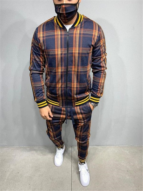 Plaid Printed Loose Suit Couple Clothes Fashion Tracksuit Grey Tracksuit Fullset Black Pink Faded Tracksuit Full Set Tracksuit