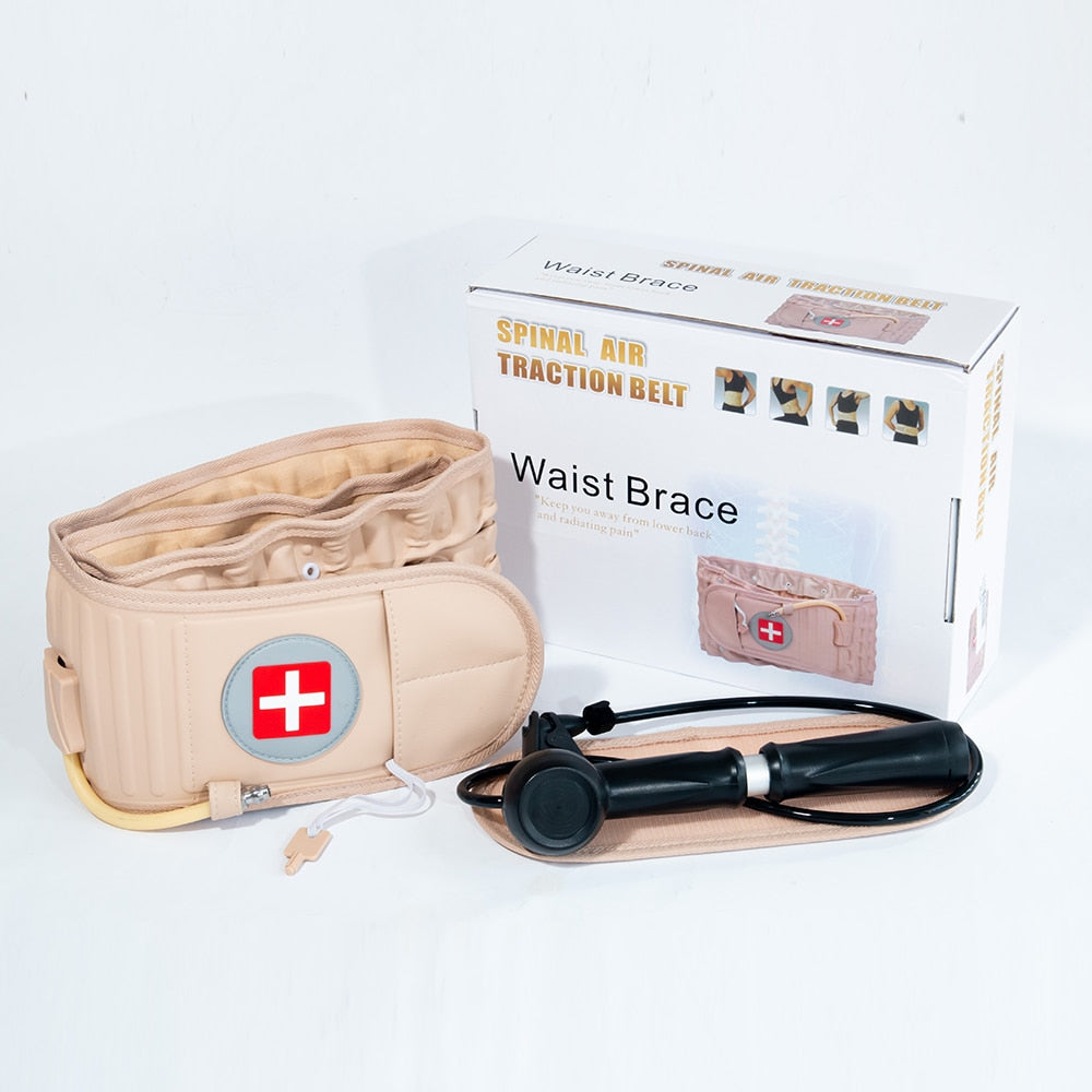1set Waist Air Traction Brace Belt Spinal Lumbar Support Back Relief Belt Backache Pain Relief Massager