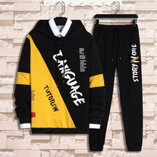 Load image into Gallery viewer, Fashion Men&#39;s Set Korean Style Autumn Winter Elastic Waist Trousers+Long sleeve Pullover Sweatshirt Set Casual Men Clothing