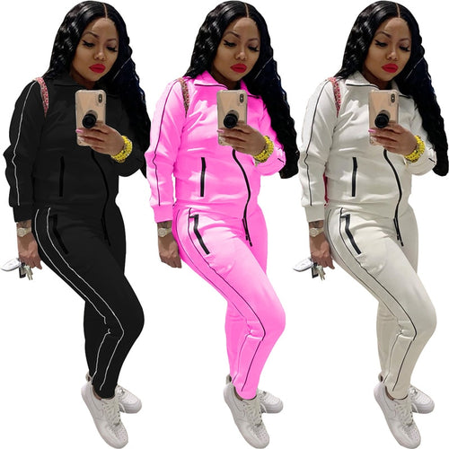 Sweatsuit Women Two Piece Set Winter Clothes Sports Suit Zip Top Sweatpants Jogging Outfit Matching Set.