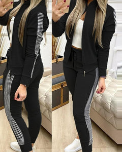 Fashion Tracksuit 2 Piece Set Autumn Winter Zipper Jacket + Long Pants Sports Suit Female Sweatshirt Sportswear Suit