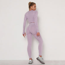 Load image into Gallery viewer, Seamless Women Sport Set For Gym Long Sleeve Top High Waist Belly Control Leggings Clothes Seamless Sport Suit Sexy Booty