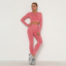 Load image into Gallery viewer, Seamless Women Sport Set For Gym Long Sleeve Top High Waist Belly Control Leggings Clothes Seamless Sport Suit Sexy Booty