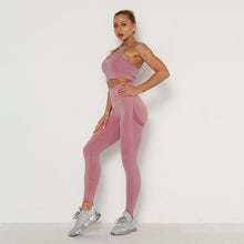 Load image into Gallery viewer, Seamless Women Sport Set For Gym Long Sleeve Top High Waist Belly Control Leggings Clothes Seamless Sport Suit Sexy Booty