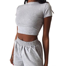 Load image into Gallery viewer, New Summer Women Short Casual Two Piece Clothing Tracksuit Pockets Loose Shorts Set Female O-Neck Casual Sets
